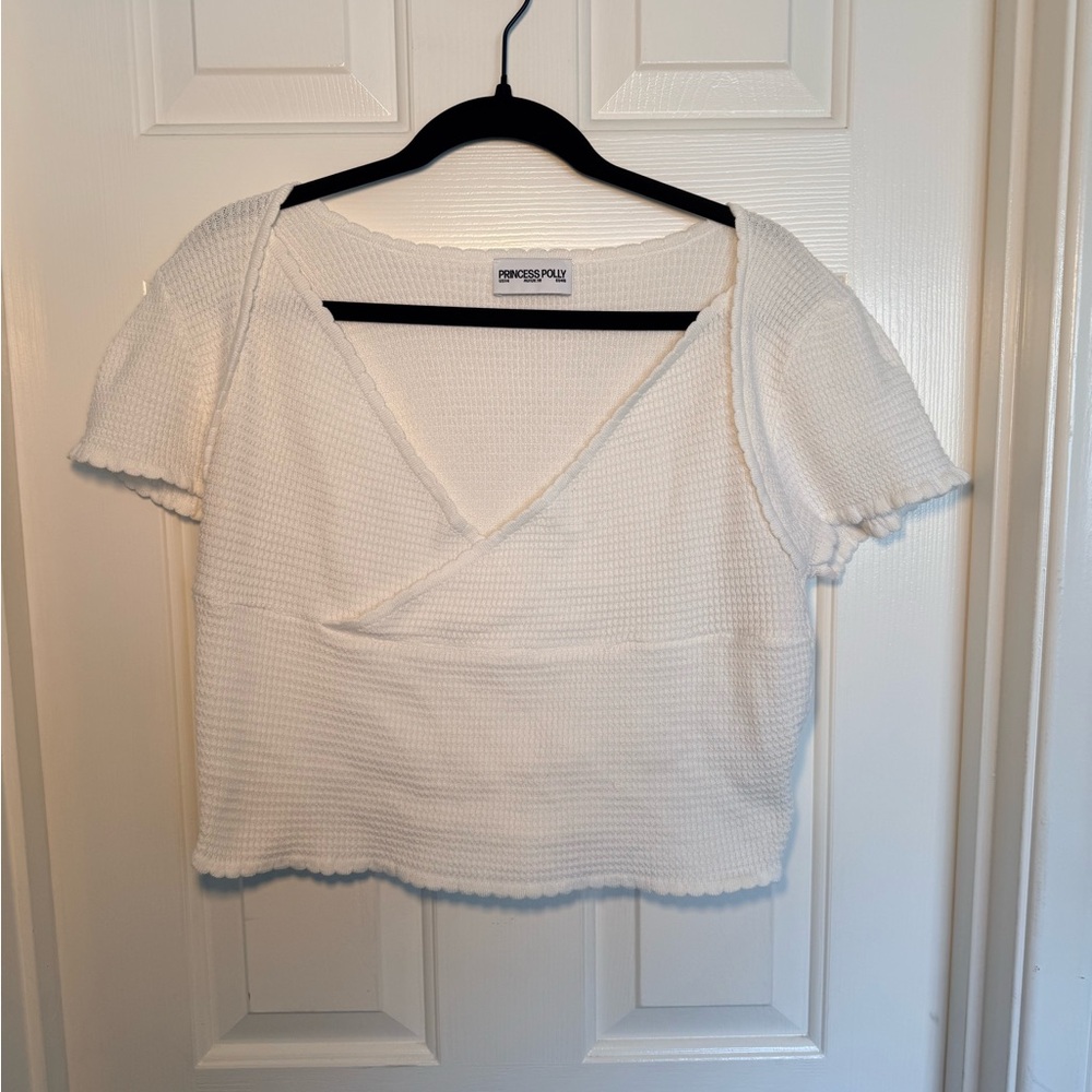 Princess Polly White Textured Blouse